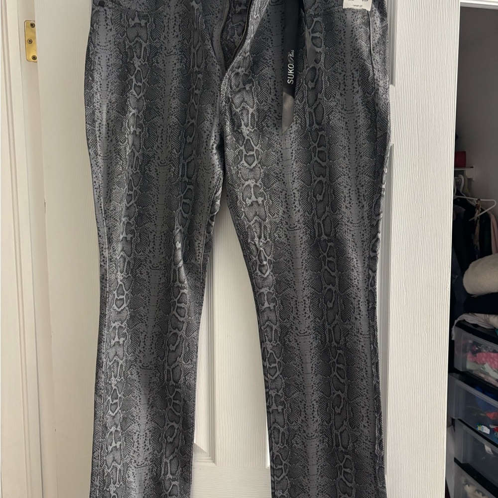 Gray Snake Print Pants